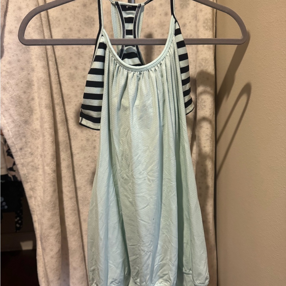 lululemon athletica Light Blue and Black Striped Tank Top